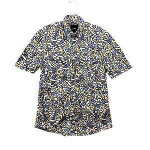 ASOS‎ Button Down Shirt Mens Small S Short Sleeve Retro Wacky Mixed Print